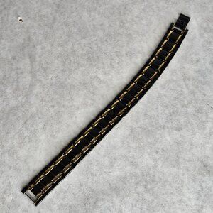 Vivatech Healing Ion Bracelet Watch Band Style Gold Tone Black 8 inch 18mm Wide